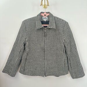 Vintage Black & White Houndstooth Zip-Front Women's Jacket